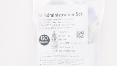 Braun 490349 IV Administration Set 141inch x 26ml (approx.) 60Drops/mL